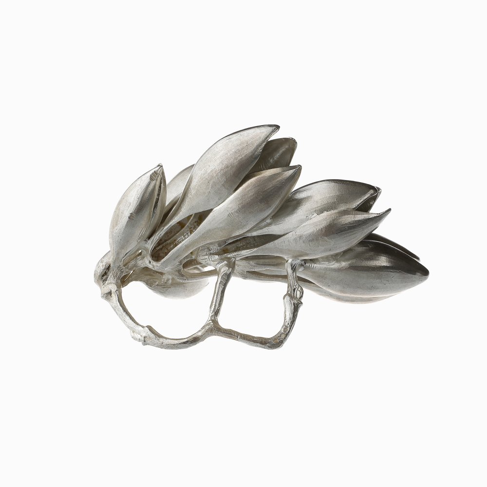 Prsten magnolie, sedm květů stříbro 01