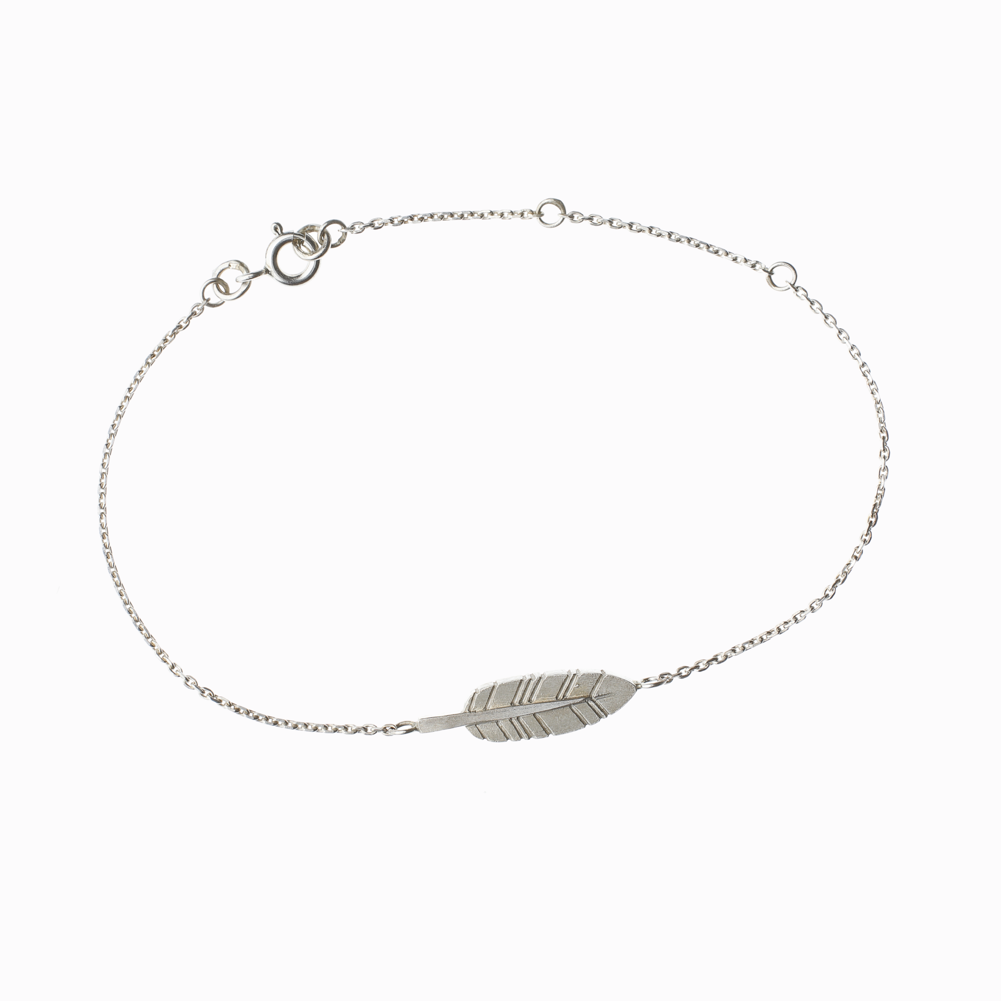 Náramek pírko stříbro 01