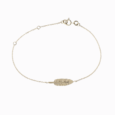 Náramek pírko žluté zlato 01