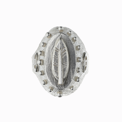 Pečetní prsten pírko stříbro 01