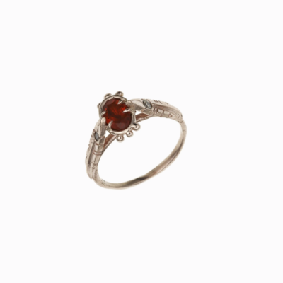 Prsten Peříčkový růžové zlato fire opal 01