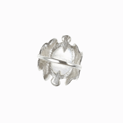 Prsten šiška s kamenem stříbro měsíční kámen smaragdy 04