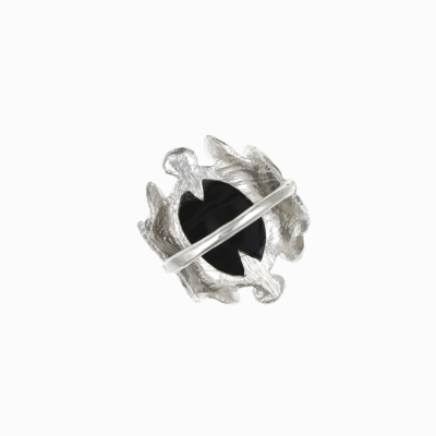 Prsten šiška s kamenem stříbro onyx smaragdy 04