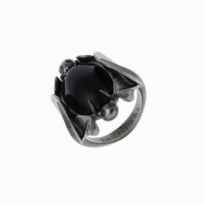 prsten šiška ruthenium onyx smaragdy 02