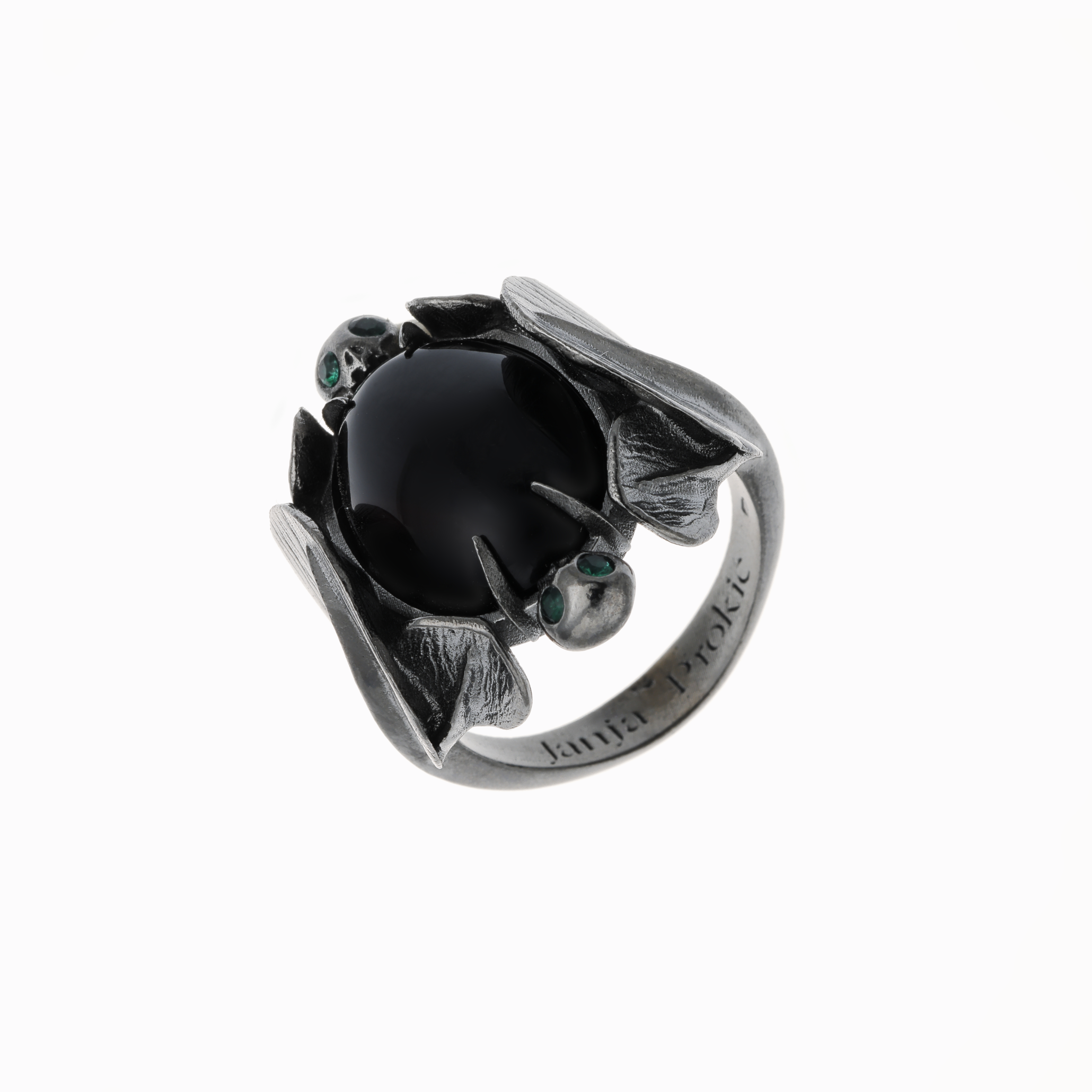 prsten šiška ruthenium onyx smaragdy 02