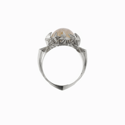 Prsten hvězdný s kamenem stříbro měsíční kámen 03