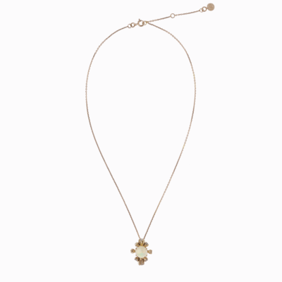 Náhrdelník kvítí s opálem růžové zlato 02