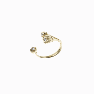 Prsten otevřené kvítí žluté zlato 04