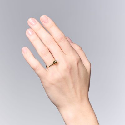 prsten kvítek s perlou pozlacený image