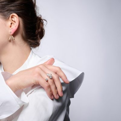 prsten otevřené kvítí s perličkami stříbro image