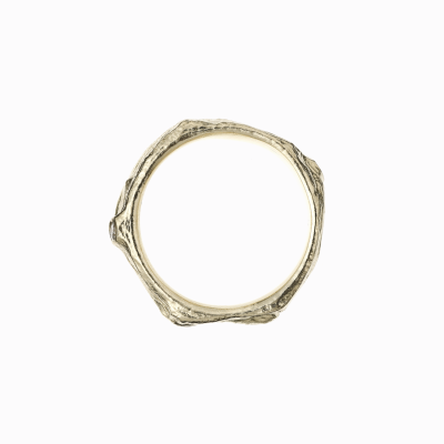 Pánský snubní prsten větvička velká žluté zlato 03