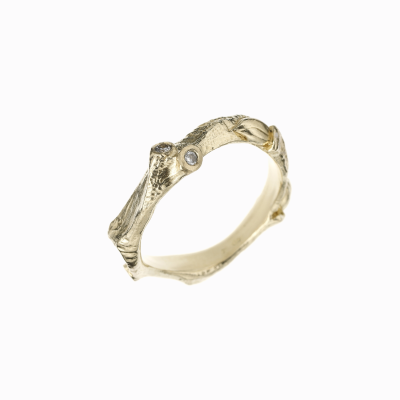 Snubní prsten větvička střední žluté zlato 01