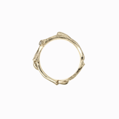 Snubní prsten větvička střední žluté zlato 02