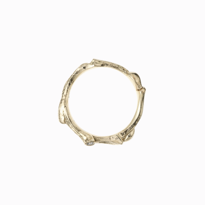 Snubní prsten větvička střední žluté zlato 03