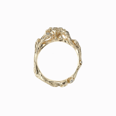 Zásnubní prsten větvička žluté zlato 04