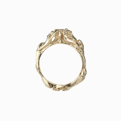 Zásnubní prsten větvička žluté zlato 05