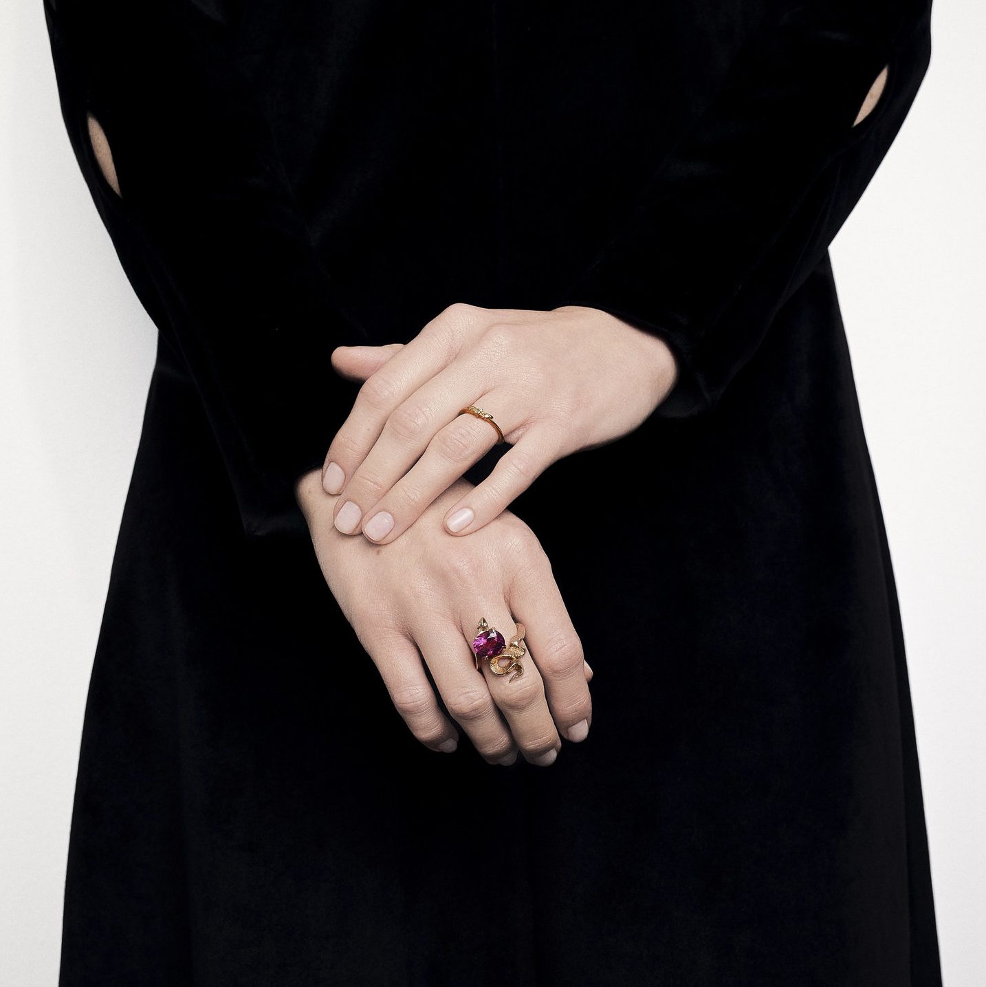 Šperky z kolekce Orin Prsten Had s červeným turmalínem