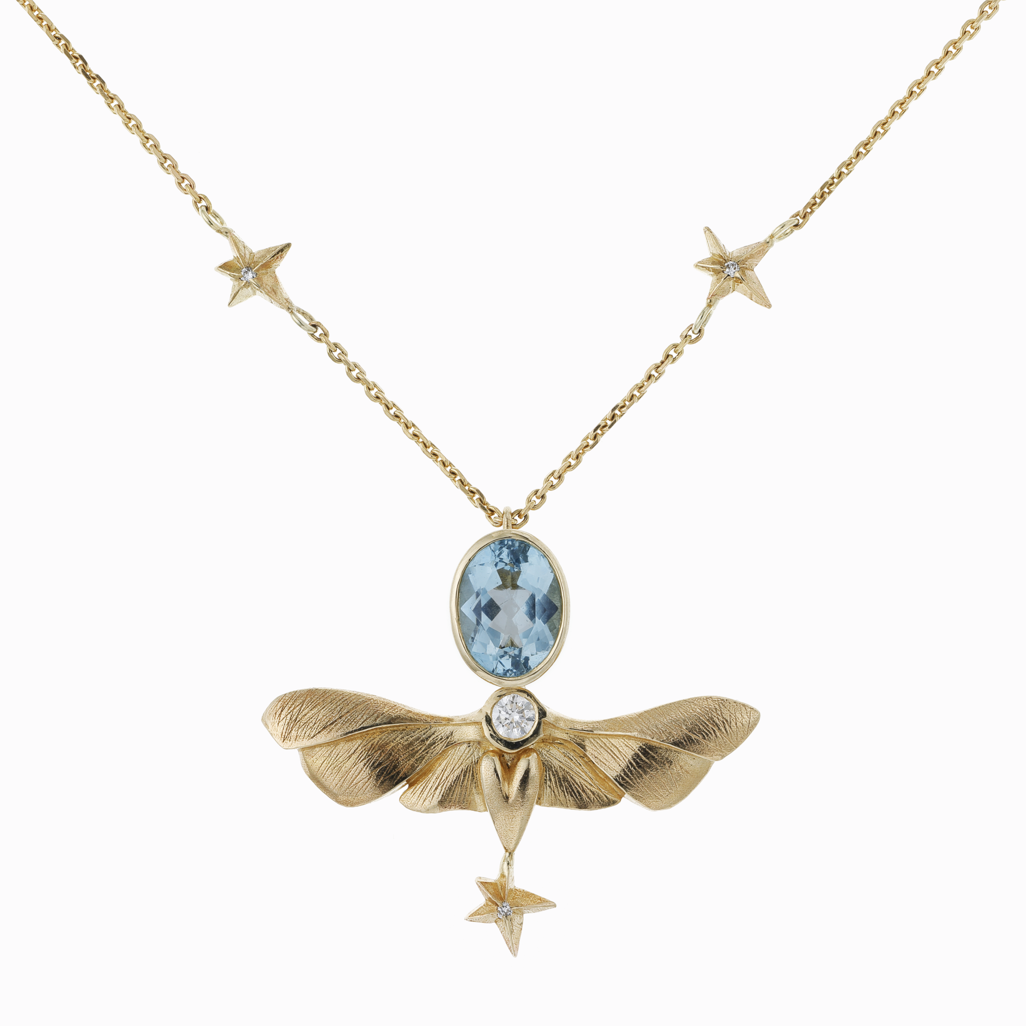 Náhrdelník můra s akvamarínem Amor Fati