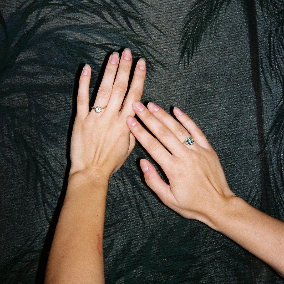 Prsten větvička s akvamarínem žluté zlato Prsten větvička s akvamarínem žluté zlato