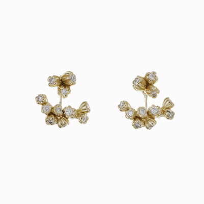 Dvoudílné náušnice louka žluté zlato 01