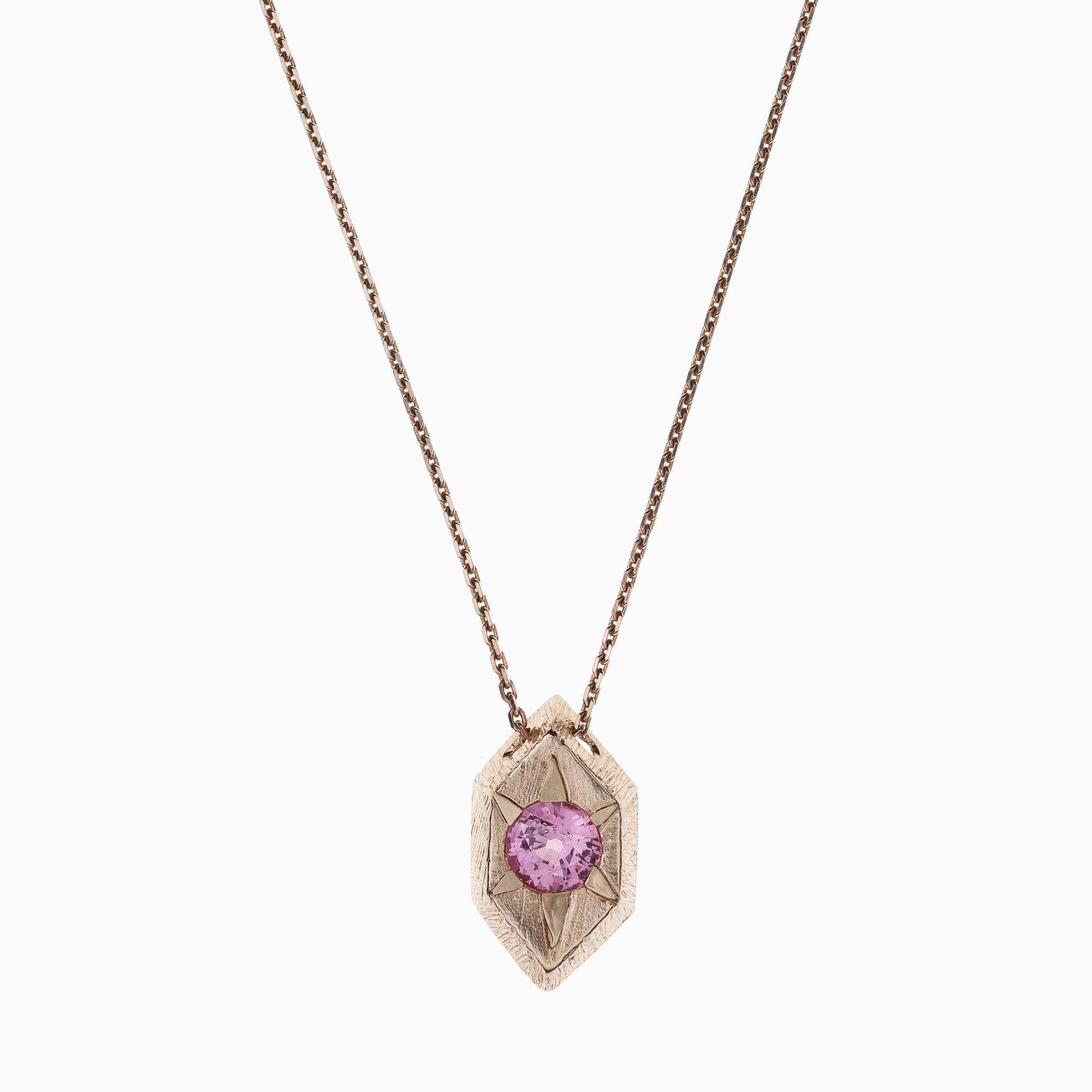 Náhrdelník Jiskra se safírem růžové zlato 01
