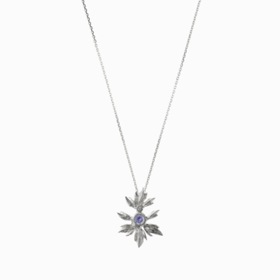 Náhrdelník Lumo plameny s kamenem střední stříbro 01