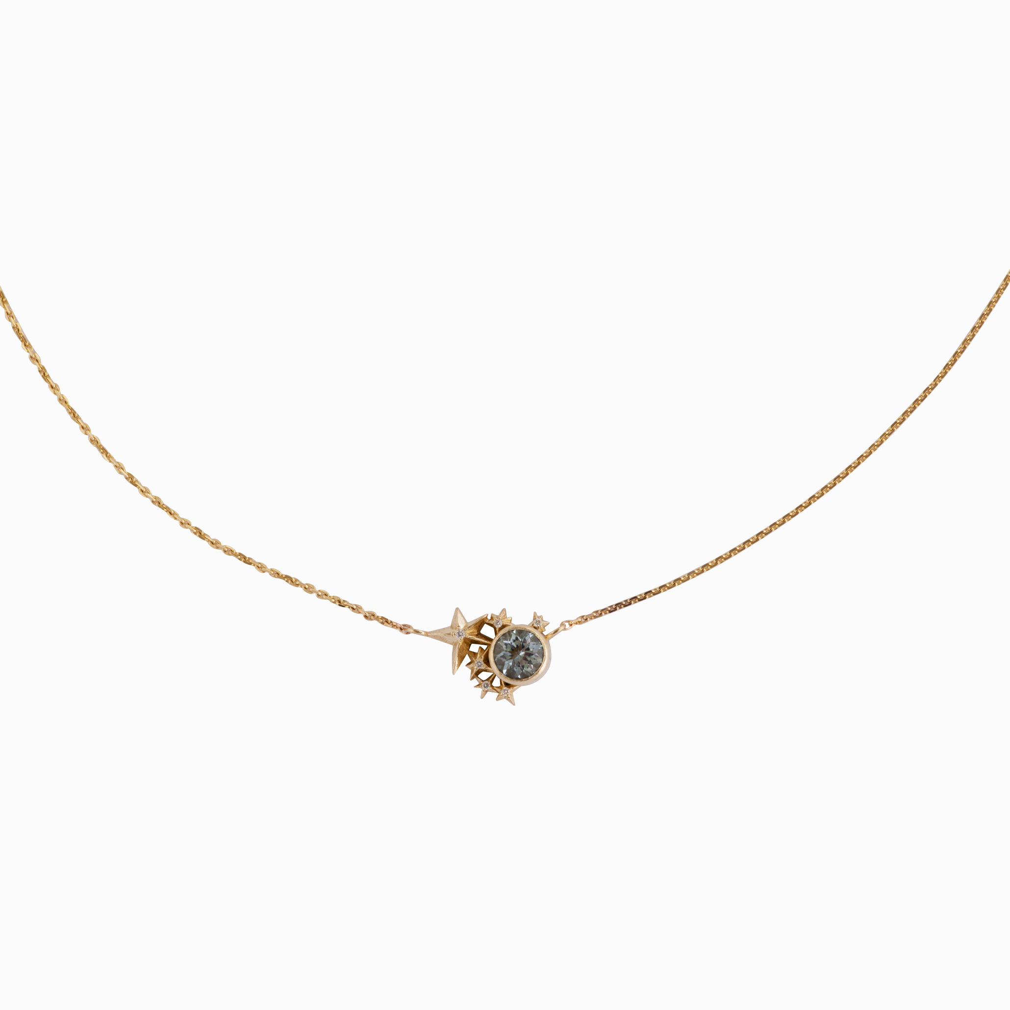 Náhrdelník mlhovina s akvamarínem 01 žluté zlato Amor Fati Náhrdelník mlhovina s akvamarínem žluté zlato Janja Prokić
