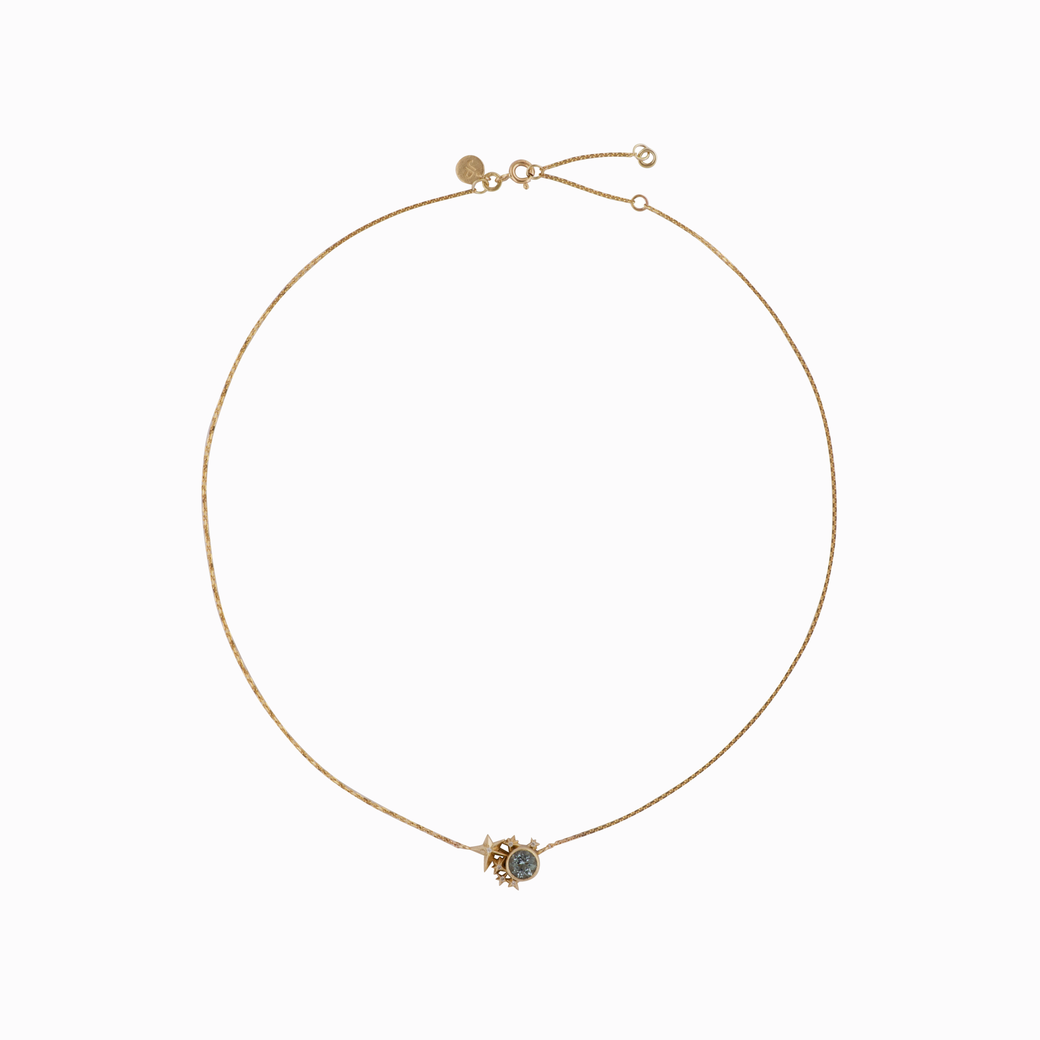 Náhrdelník mlhovina s akvamarínem 02 žluté zlato Amor Fati Náhrdelník mlhovina s akvamarínem žluté zlato Janja Prokić