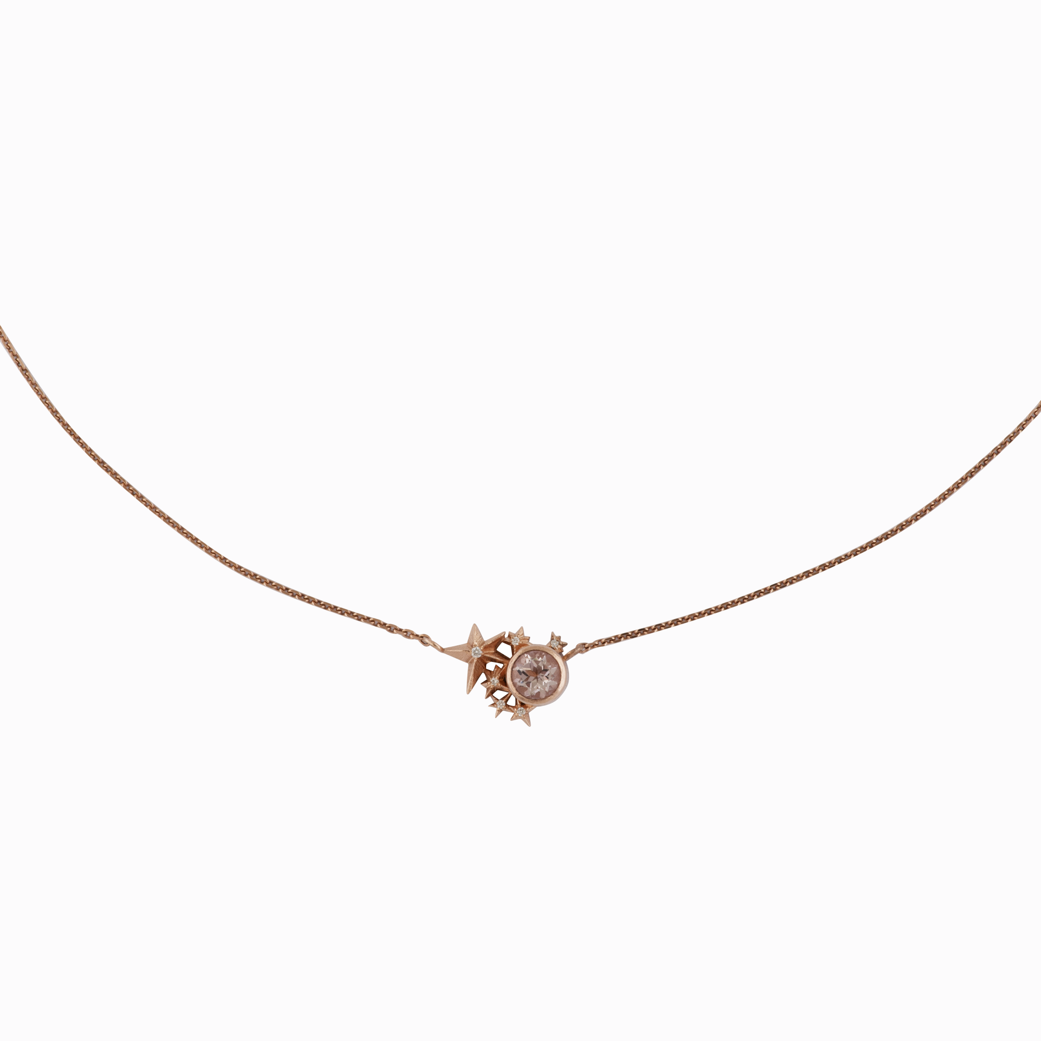 Amor Fati Náhrdelník mlhovina s morganitem růžové zlato