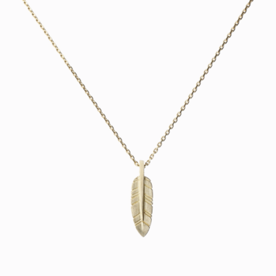 Náhrdelník pírko žluté zlato 01