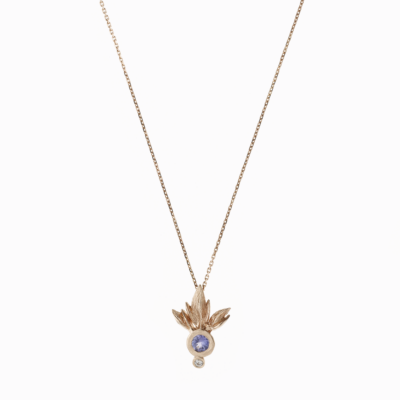 Náhrdelník plameny s kamenem růžové zlato 01