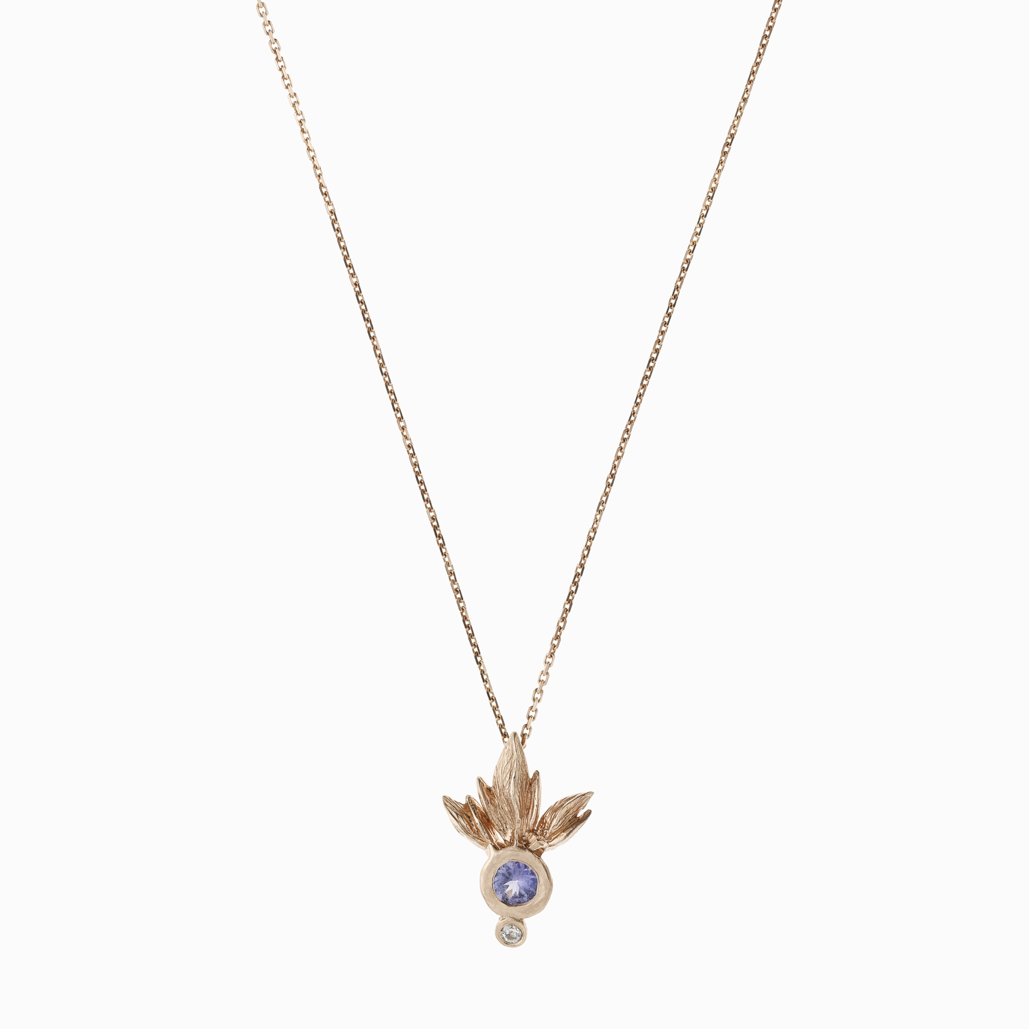 Náhrdelník plameny s kamenem růžové zlato 01