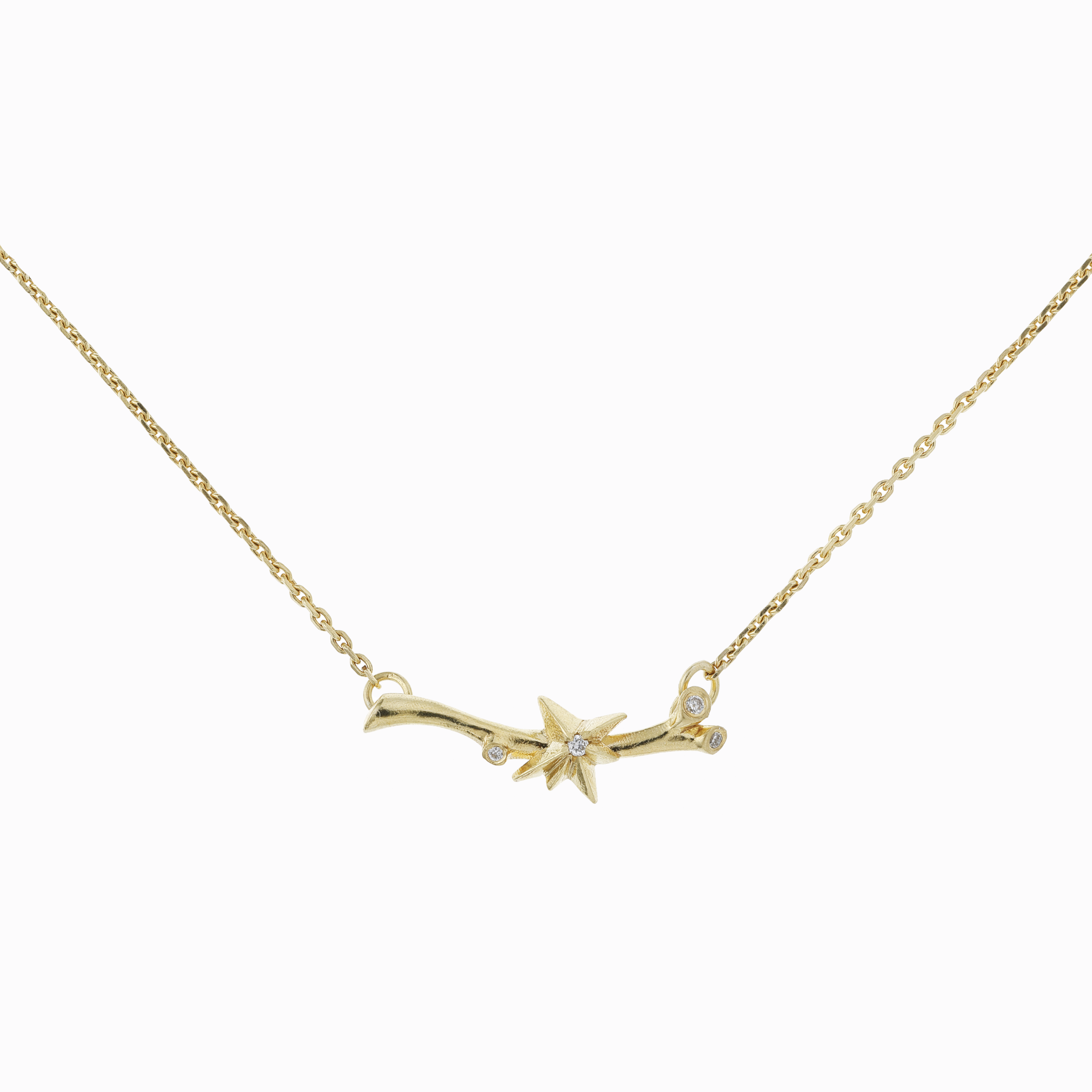 Amor Fati Náhrdelník větvička s hvězdou žluté zlato