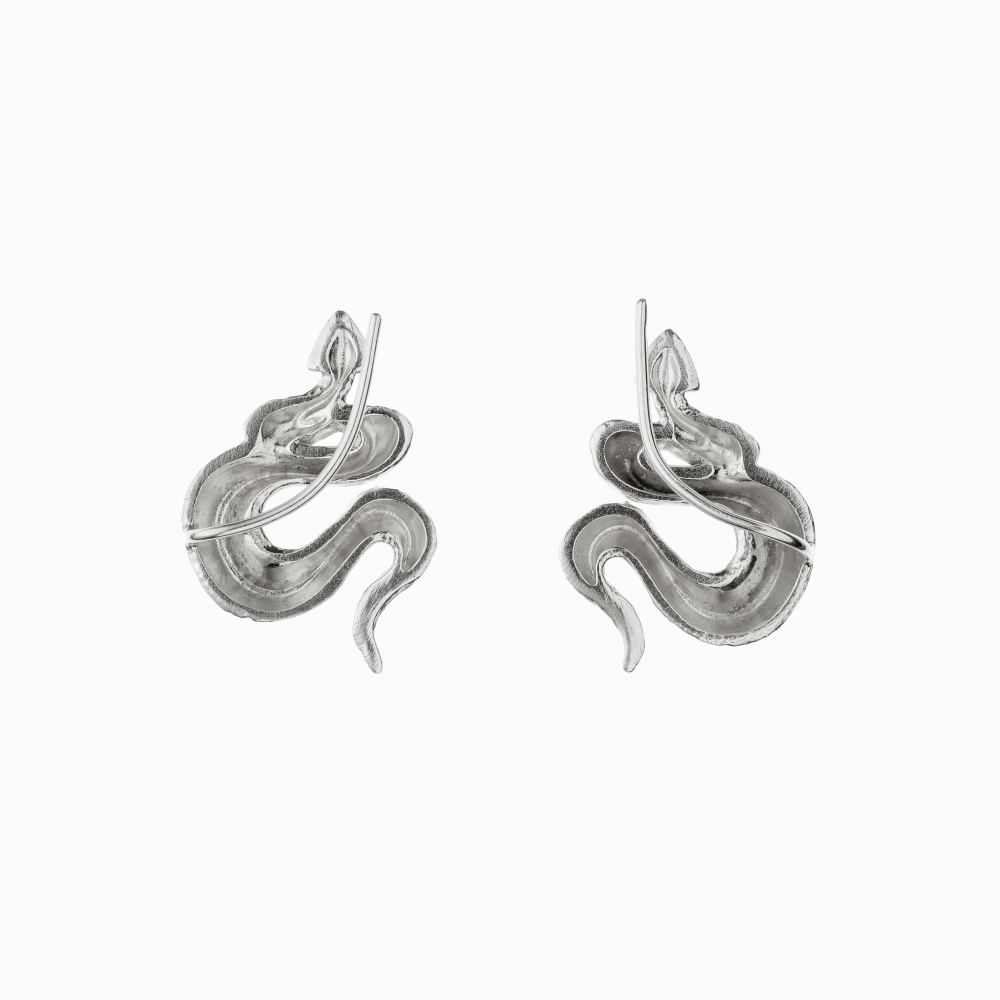 Náušnice Had asymetrické stříbro 02