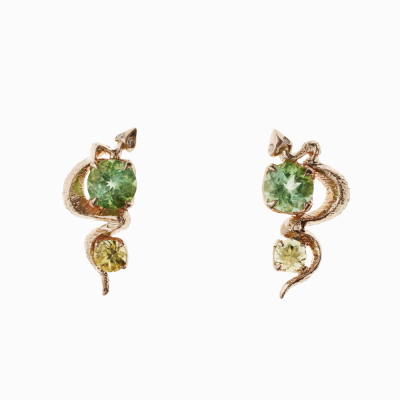 Náušnice Had s Turmaliny a brilianty originál 01