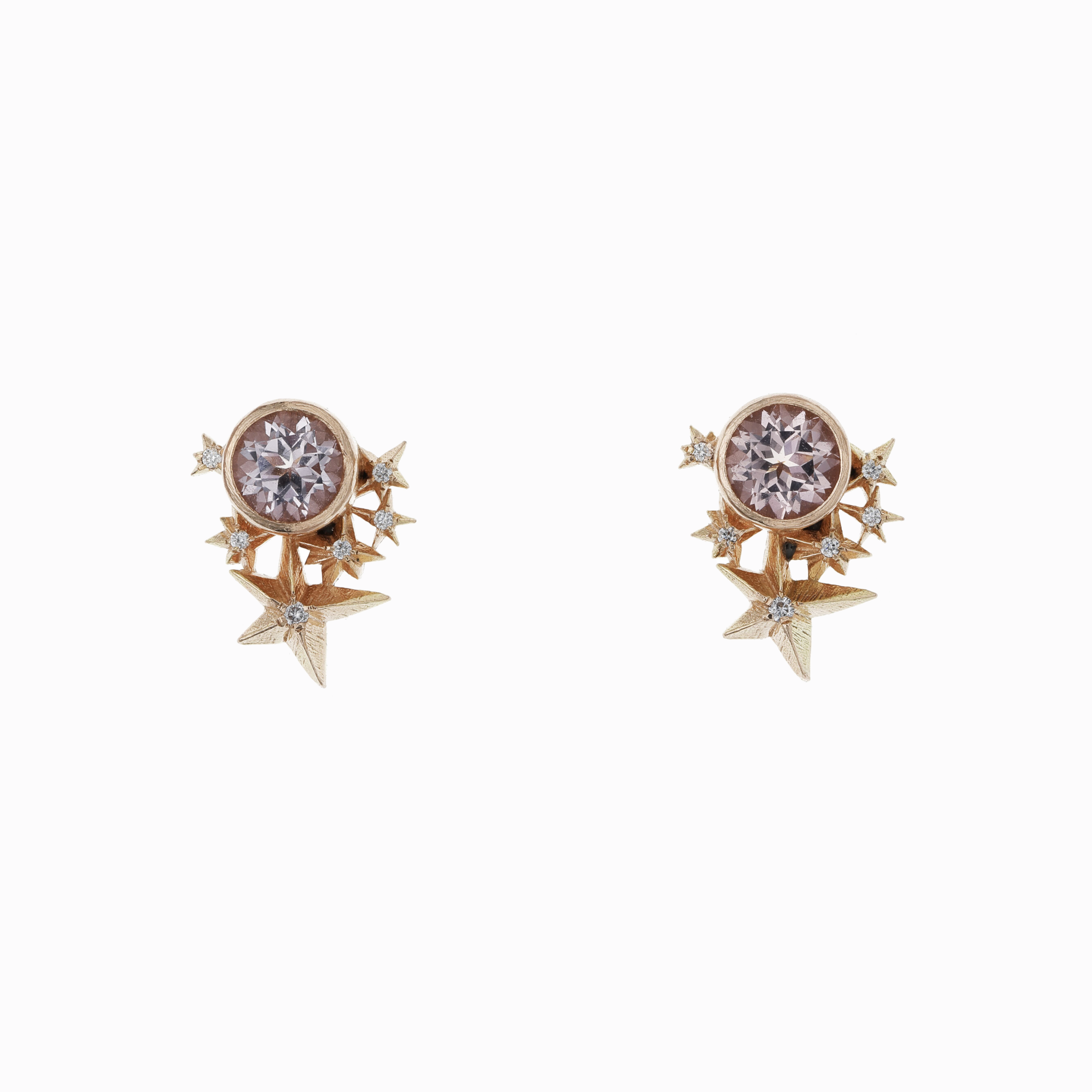 Amor Fati Náušnice mlhovina s morganitem růžové zlato