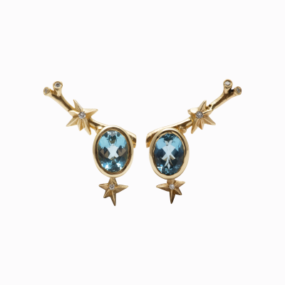 Náušnice větvičky s akvamarínem 01 Amor fati