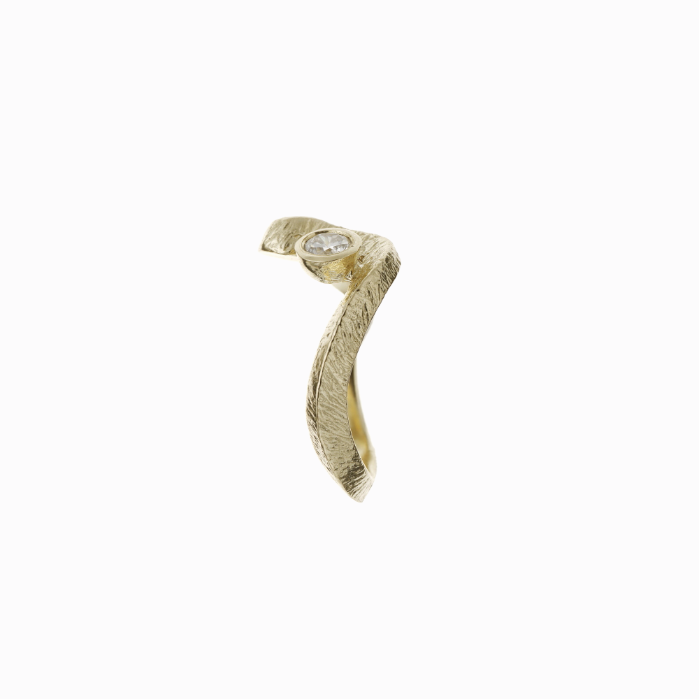 Prsten Had s briliantem žluté zlato 04