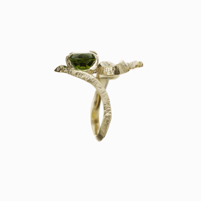 Prsten had se zeleným turmalínem žluté zlato 02