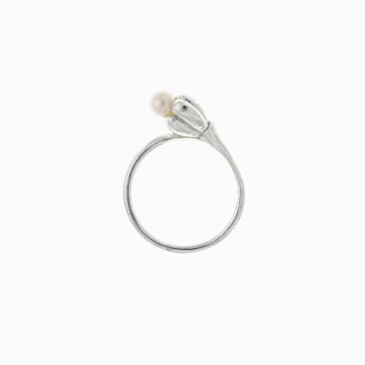 Prsten kvítek s perlou stříbro 02