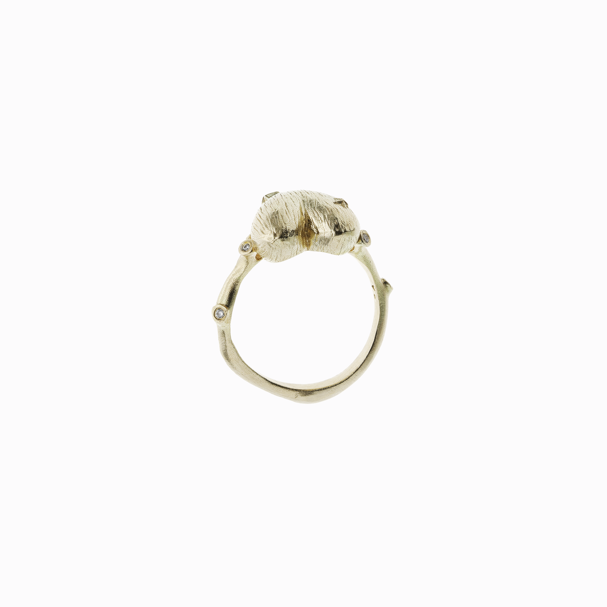 Prsten srdce žluté zlato 06