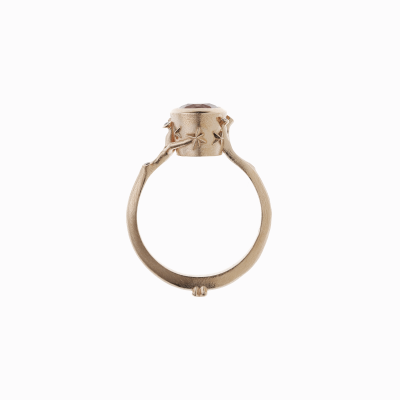 Prsten větvička s morganitem růžové zlato 02