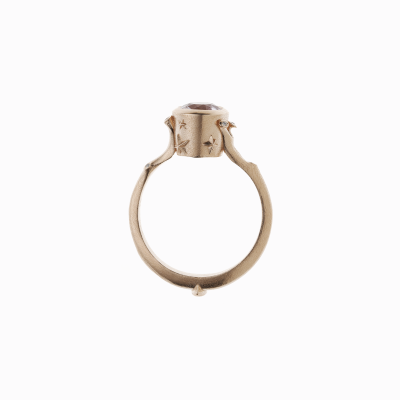 Prsten větvička s morganitem růžové zlato 03