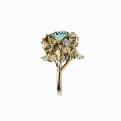 Prsten Iris se smaragdem žluté zlato 04