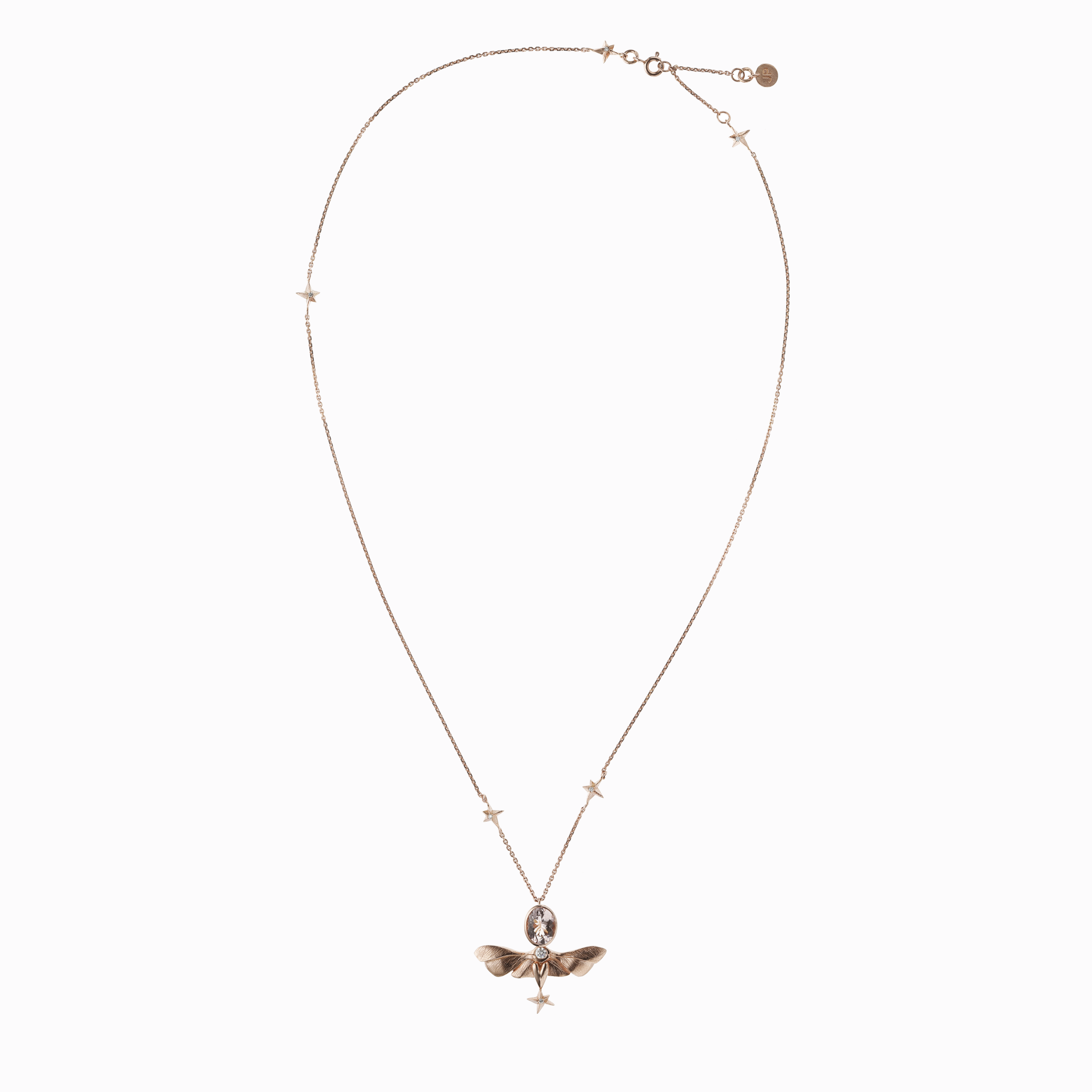 Náhrdelník Můra s morganitem růžové zlato limitka 01