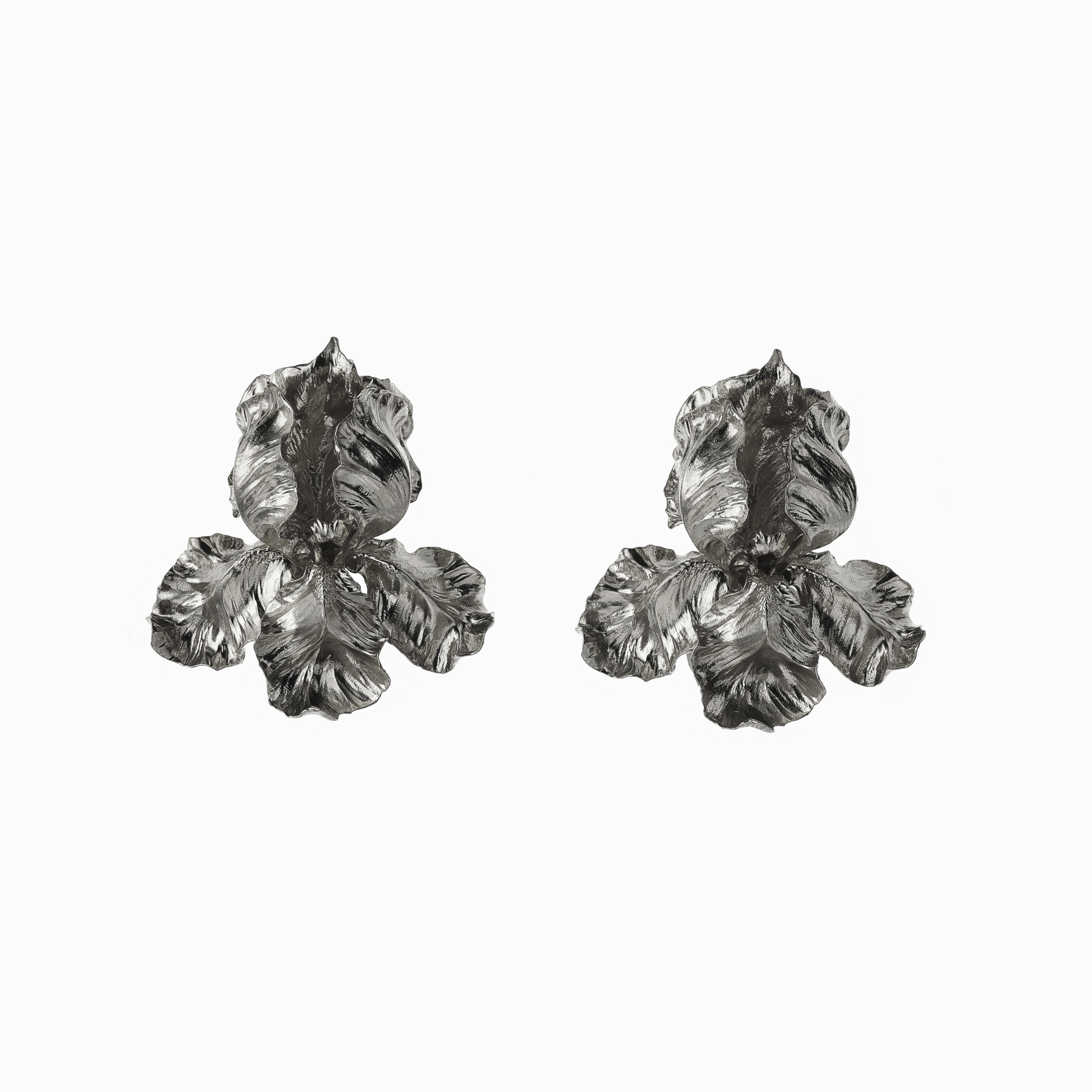 Náušnice pár Iris velké ruthenium 01